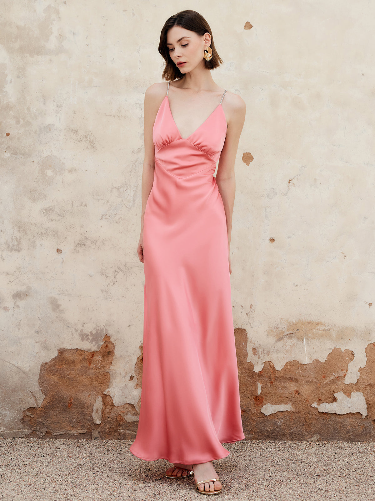 Clara | Elegantes Maxikleid mit Falten und Rückenausschnitt