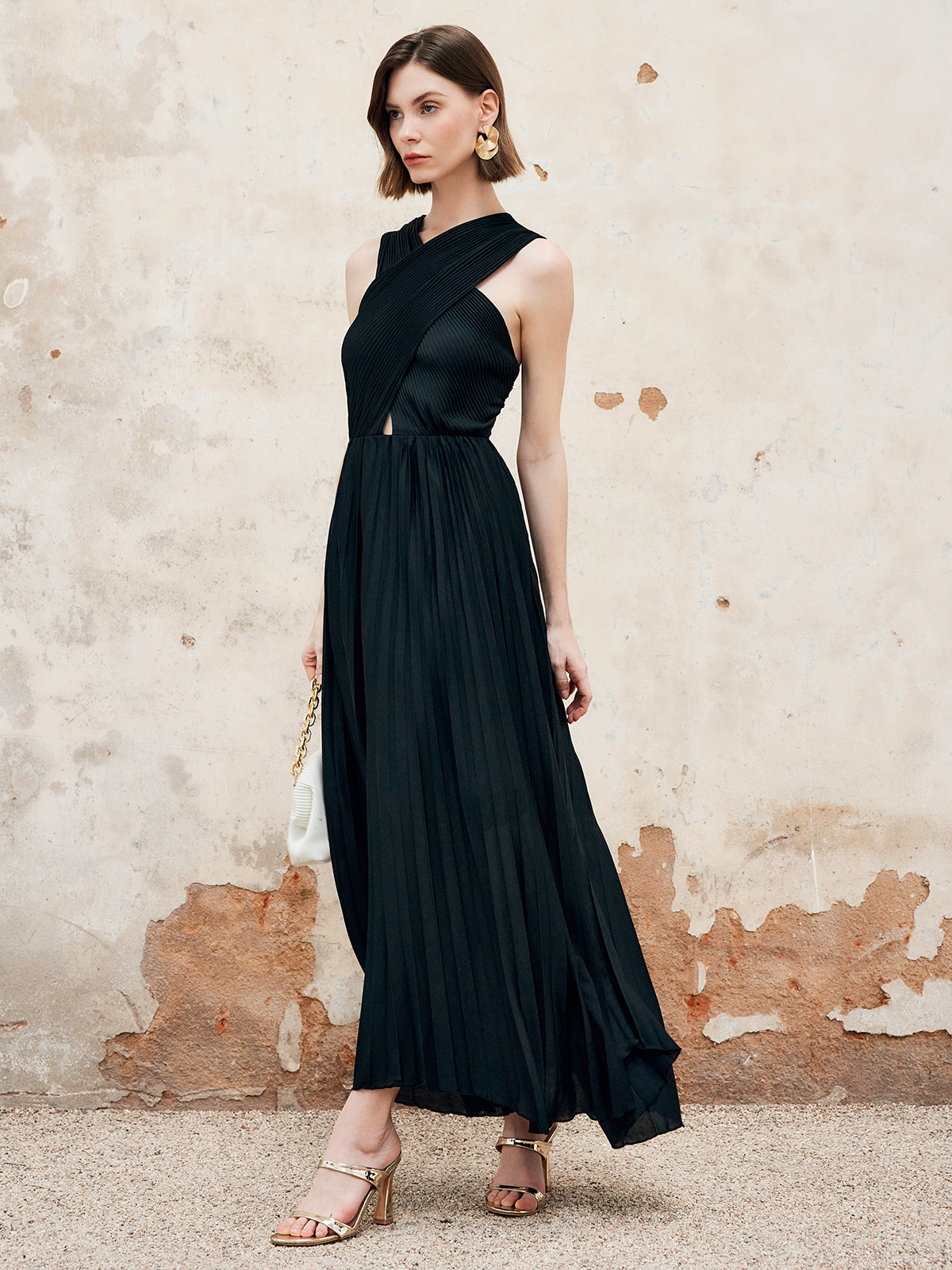 Clara | Knielanges Plissee-Kleid