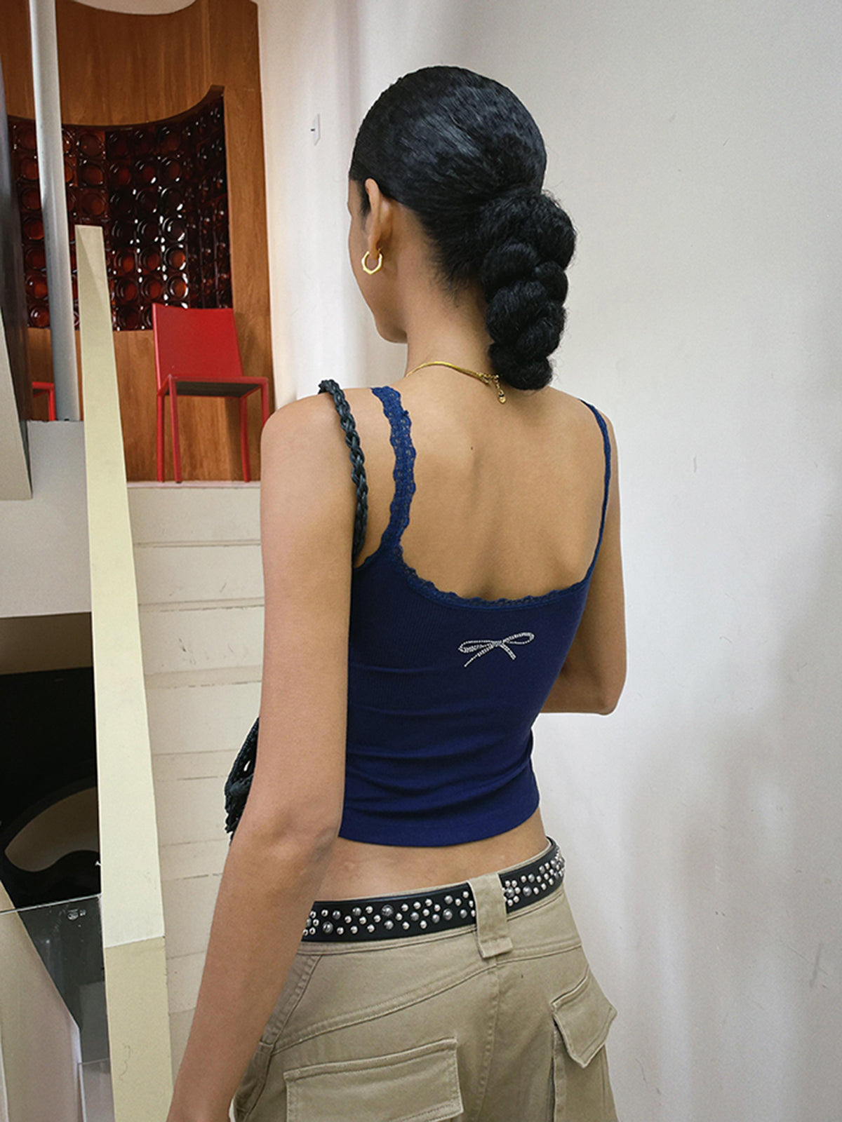 Sofia | Strassbesetztes Spitzen-Knit-Top