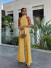 Clara | Asymmetrisches Halter-Crop-Top mit Weiten Hosen Set