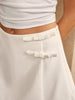 Accent shorts | Y2K Schleife Reißverschluss Shorts – Weiß, Mittlere Taille, Casual
