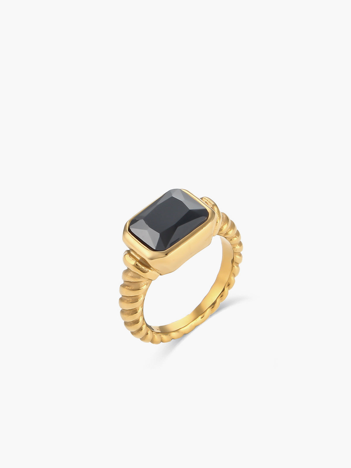 Maximilian | Spiralförmiger Edelstahlring mit Zirkon