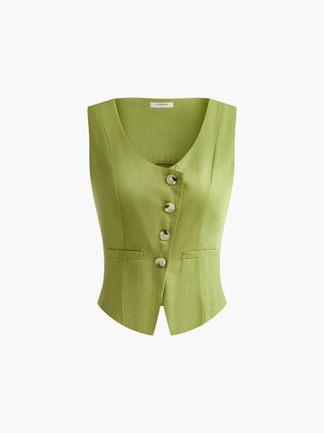 Leonie | Asymmetrisches Button-Pleated Shorts Set