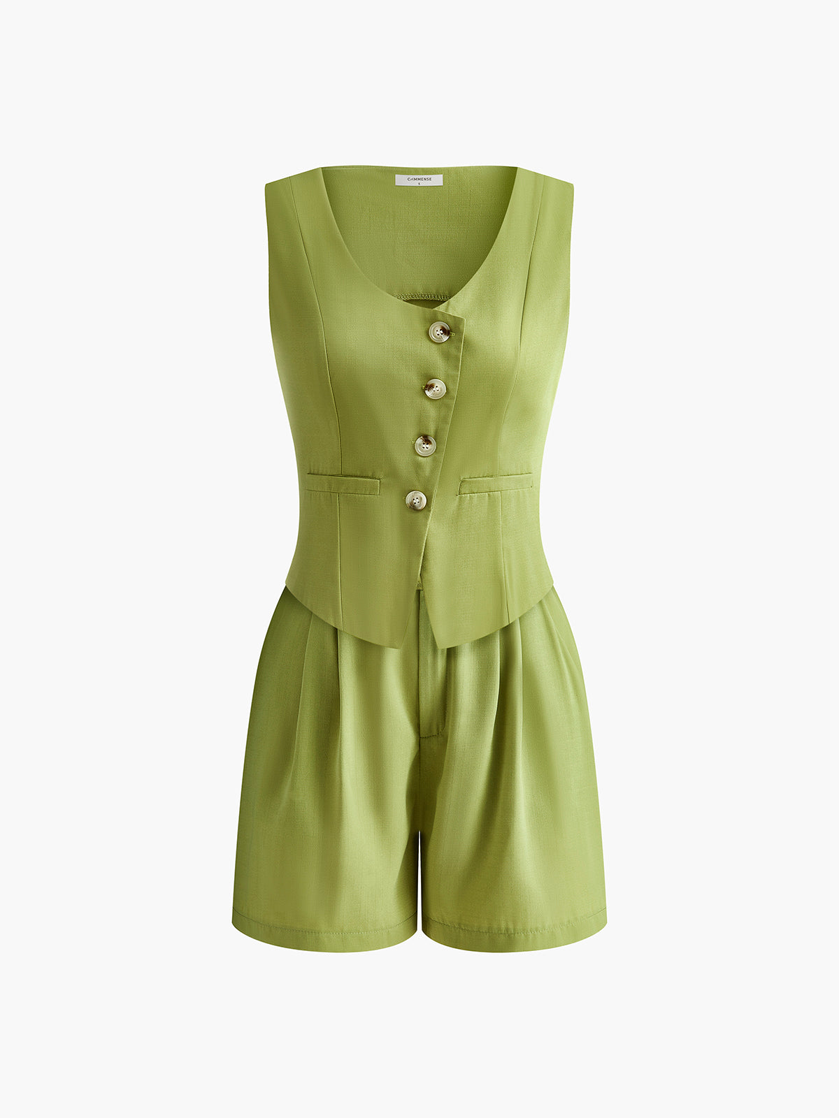 Leonie | Asymmetrisches Button-Pleated Shorts Set