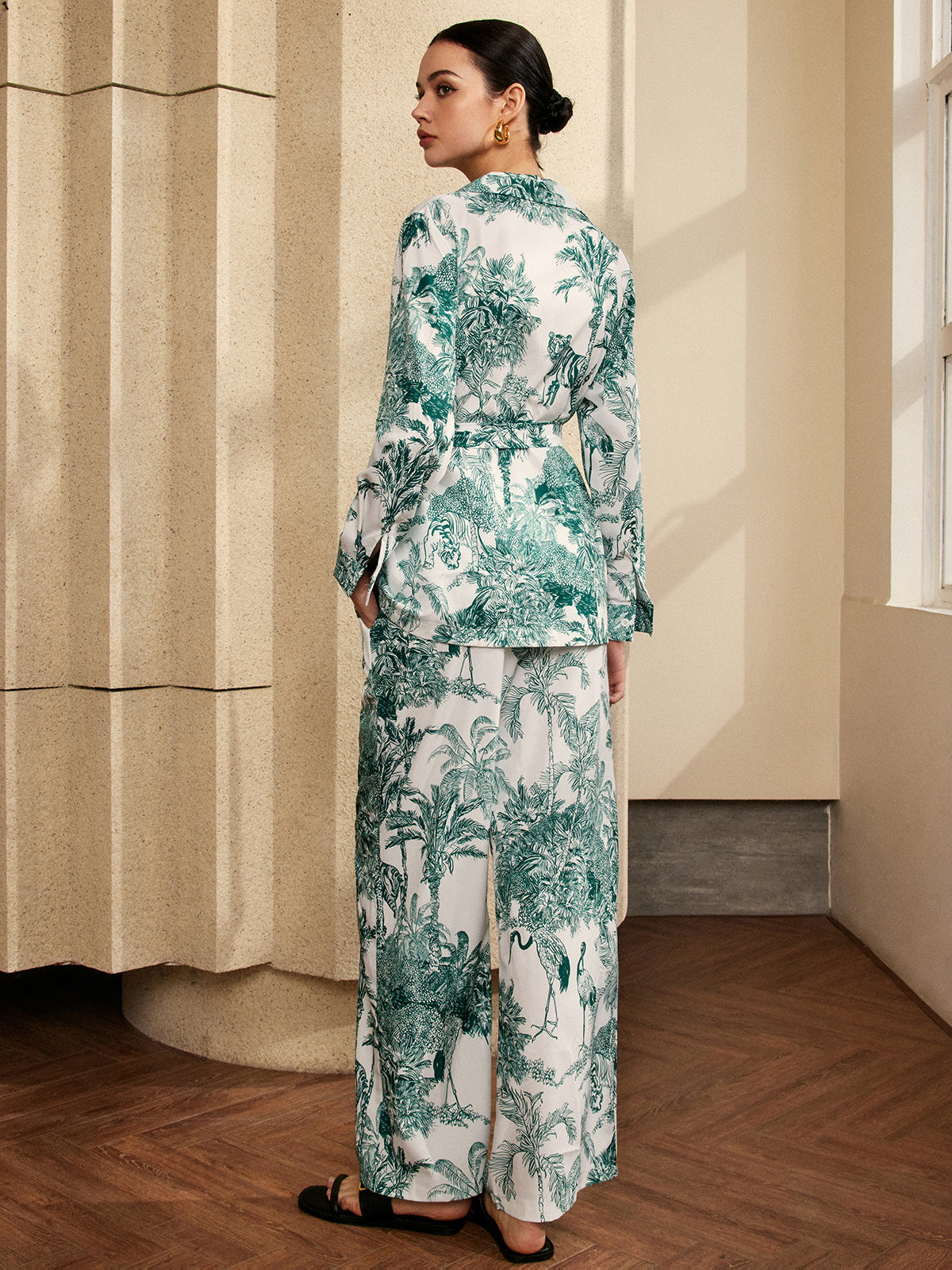 Paula | Gedrucktes V-Ausschnitt-Hosen-Set