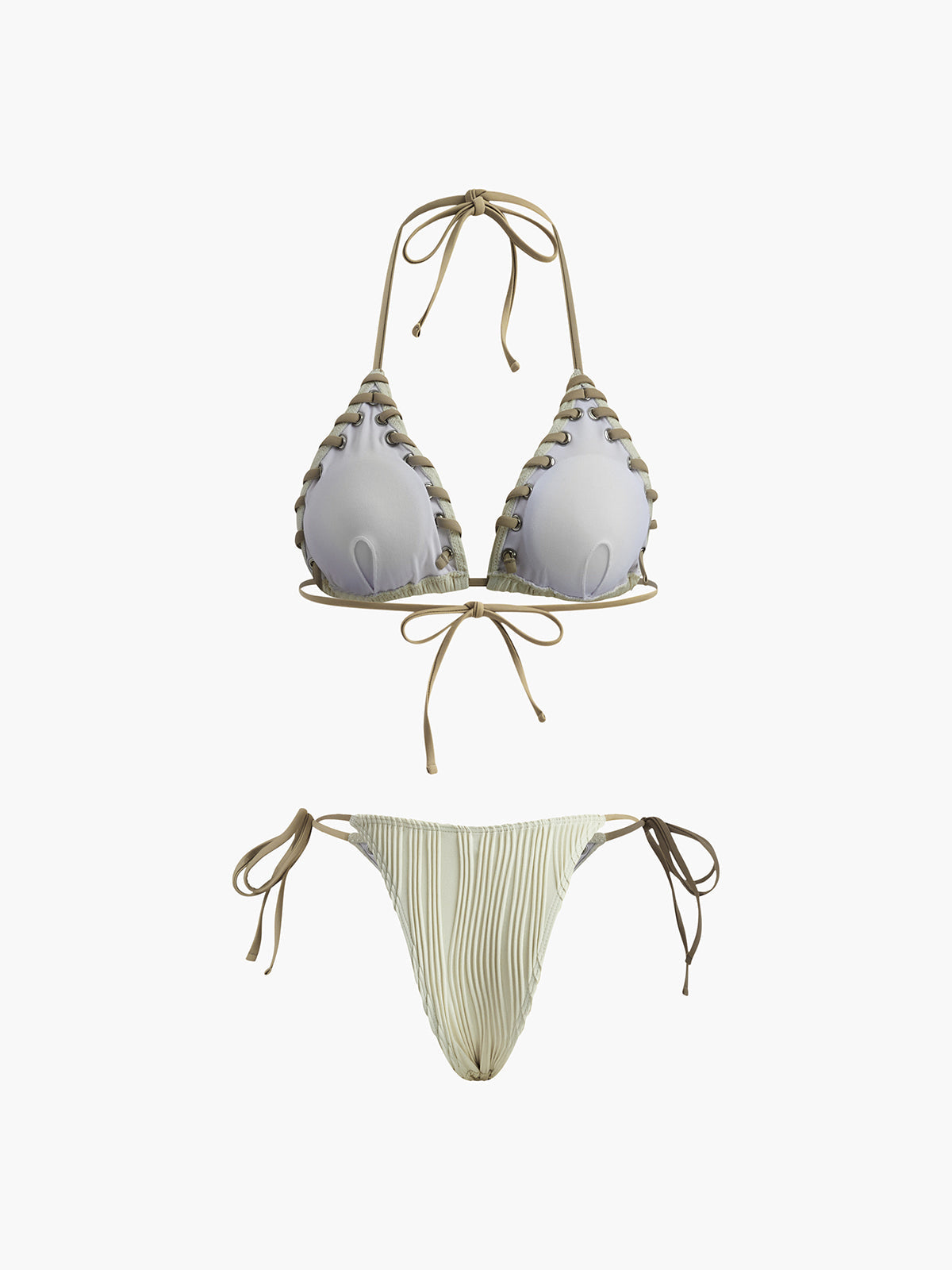 Laura | Grommet Lace-Up Raffung Bikini Set