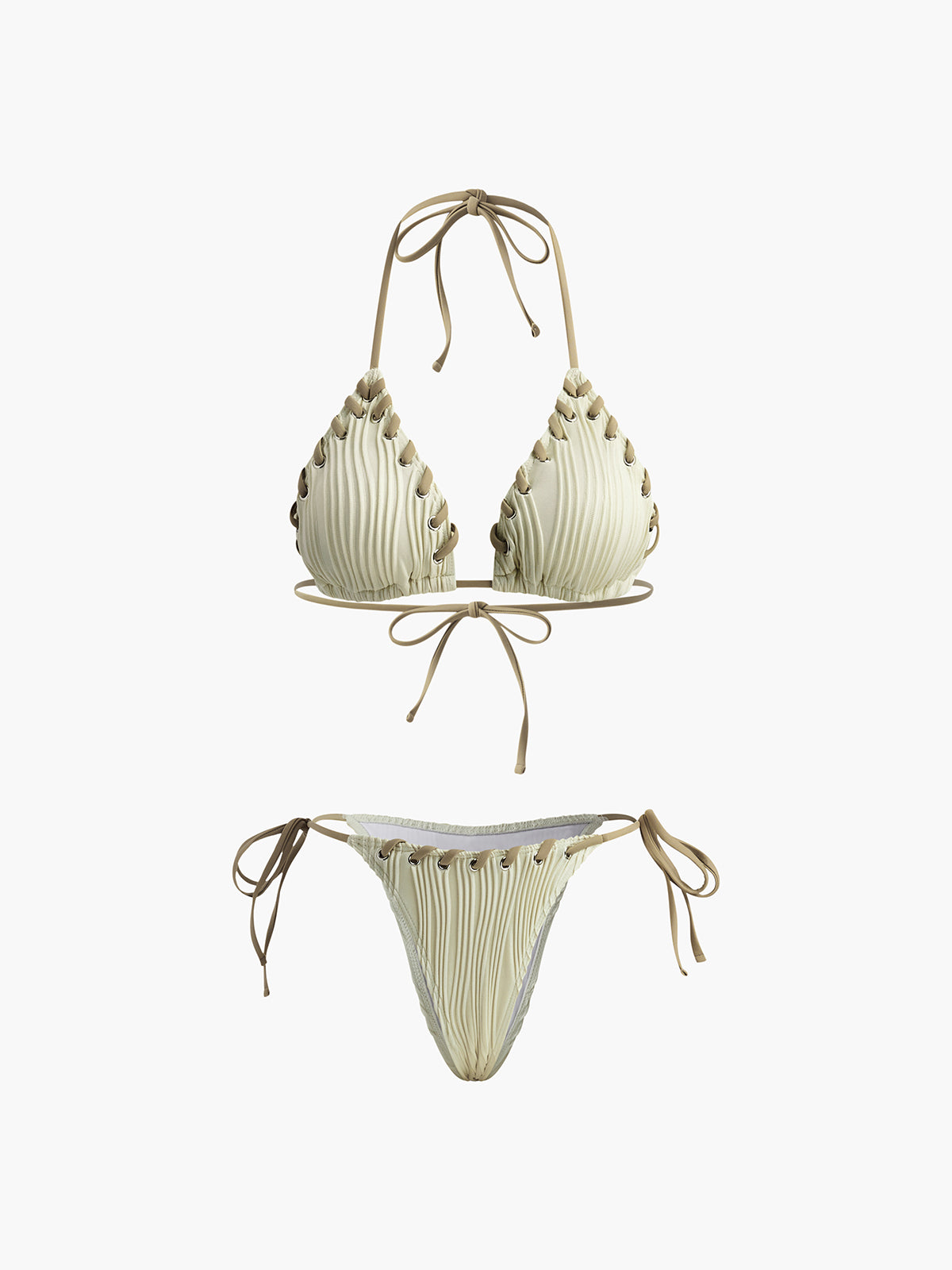 Laura | Grommet Lace-Up Raffung Bikini Set