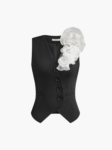 Clara | Elegante 3D Blumenknopf-Weste