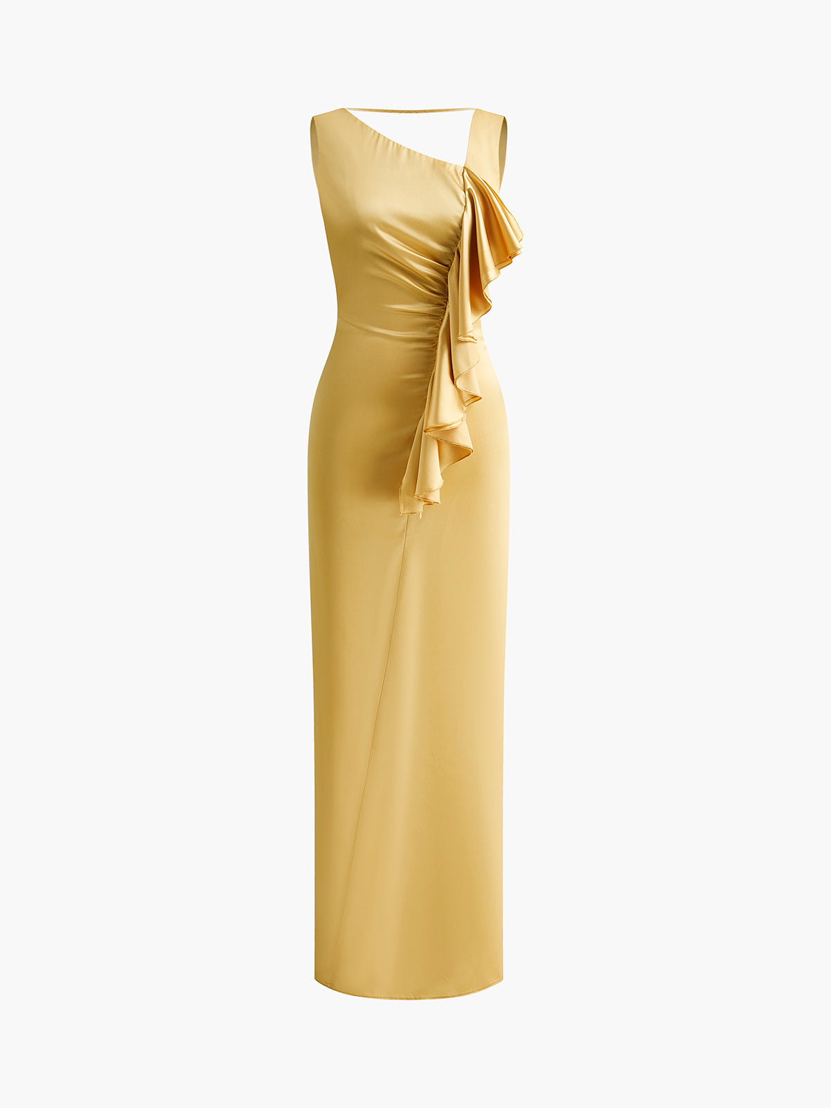 Sophia | Elegantes asymmetrisches rückenfreies Maxikleid mit Rüschen