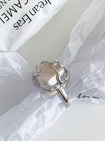 Clara | Minimalistischer Vollmond-Perlenring