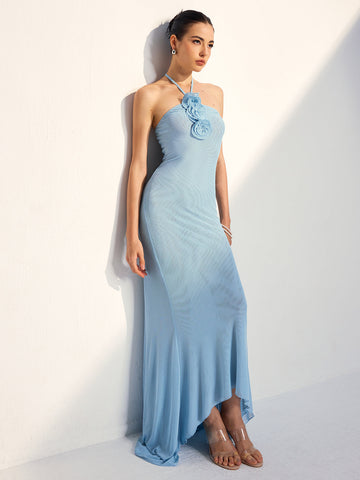Clara | Rosette Halter Fishtail Kleid