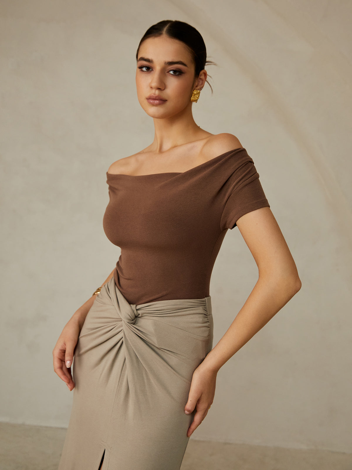 Anja | Off-Shoulder Plissee-Bluse