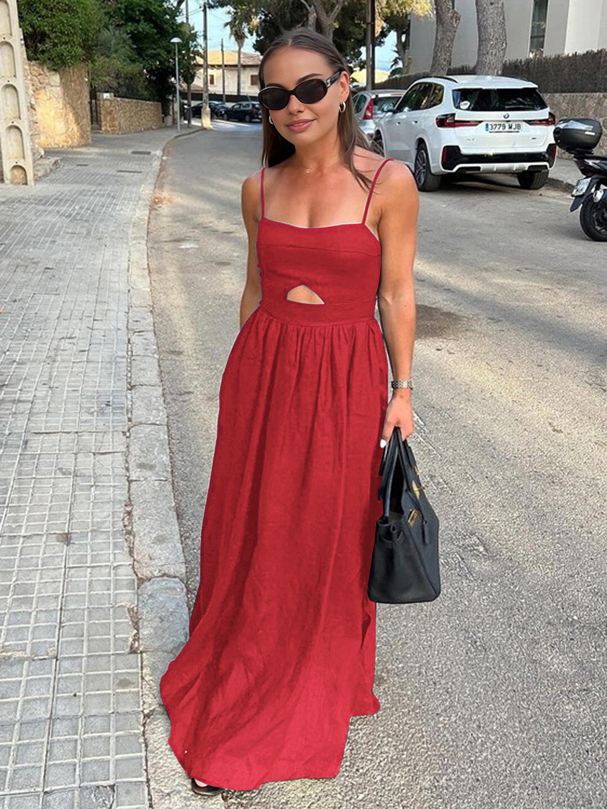 Sophie | Elegantes Maxikleid mit Taschen und Herz-Ausschnitt