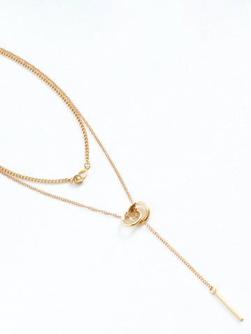 Laura | Elegante Halskette mit doppeltem Kreis und Quasten