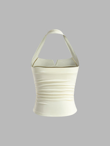 Anna | Elegantes Haltertop mit Falten und Rippenstruktur