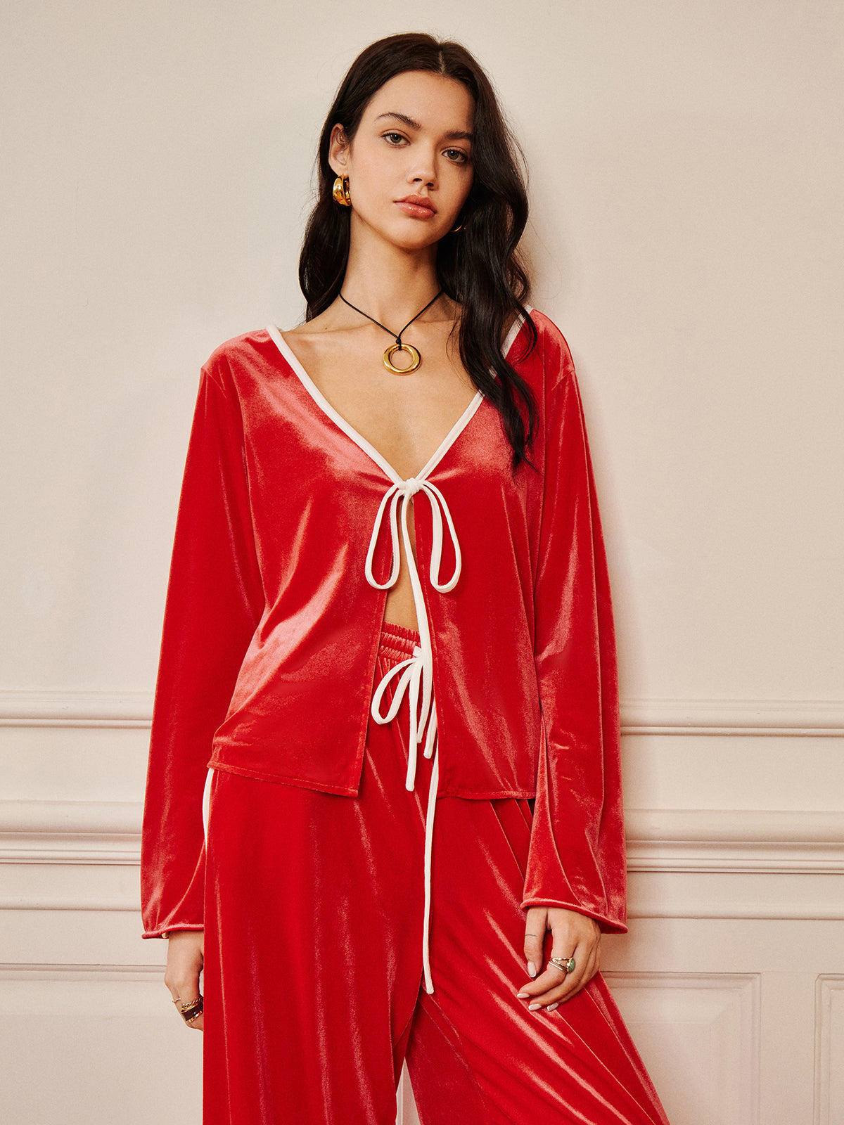 Clara | Samt Drapiertes Hosen-Set