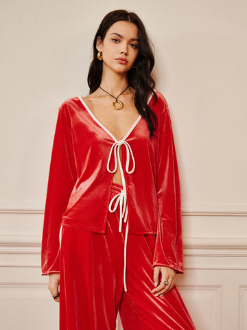 Clara | Samt Drapiertes Hosen-Set