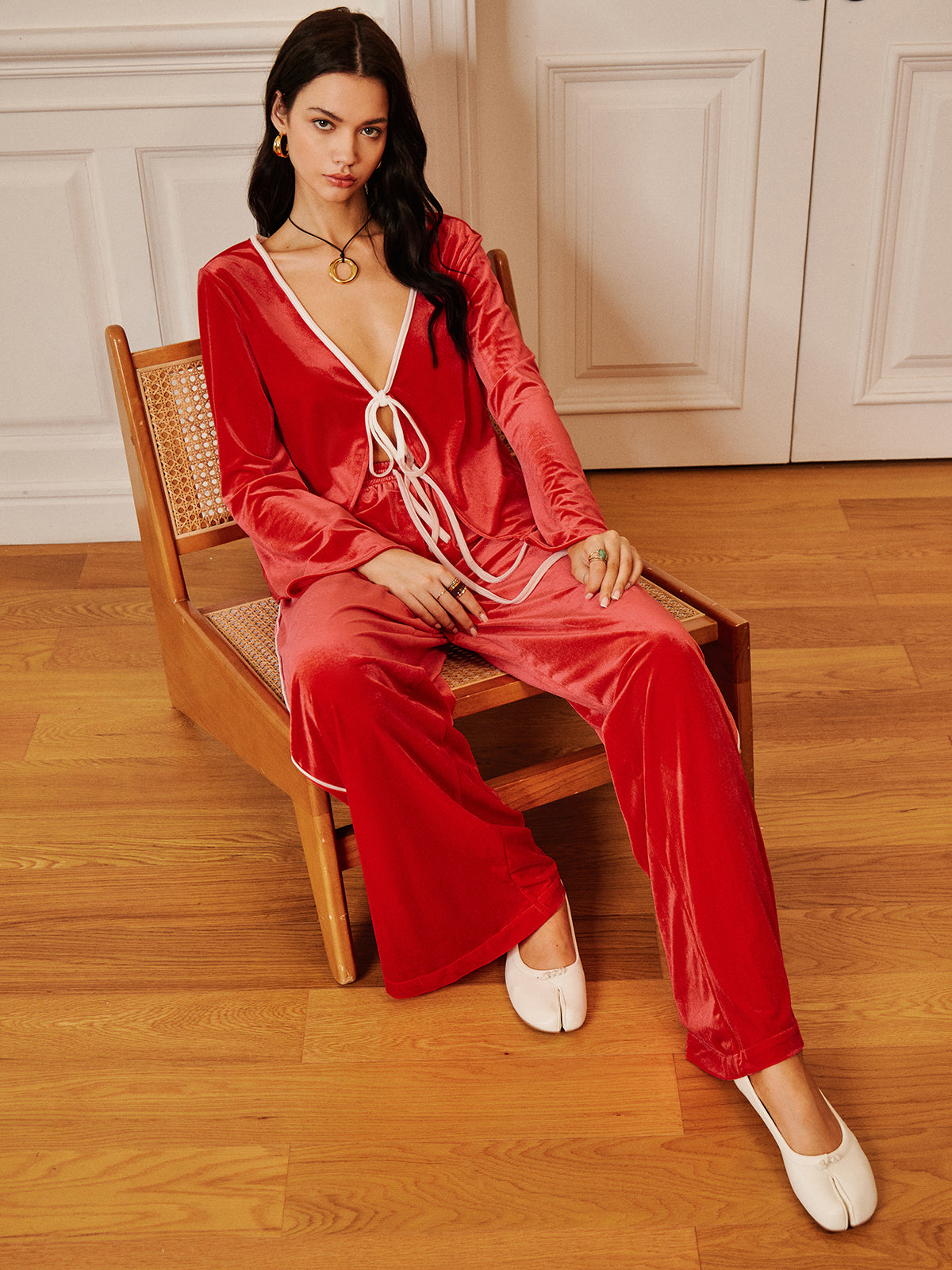 Clara | Samt Drapiertes Hosen-Set