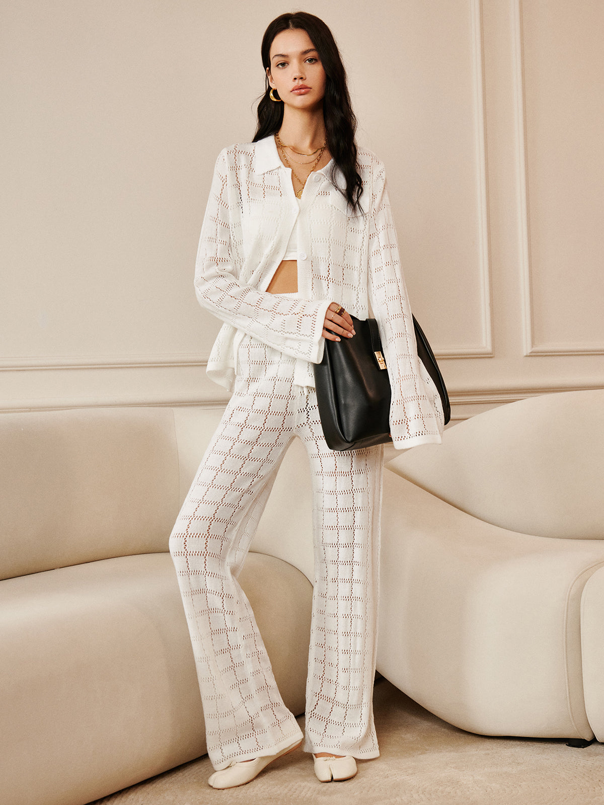 Lina | Kariertes Drawstring-Hosen Set