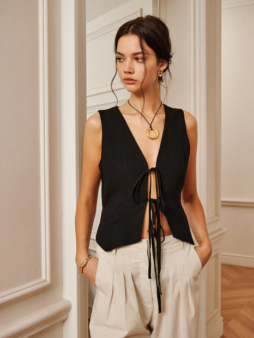 Emilie | Lässiges Baumwoll- und Leinen-Top mit Kordelzug