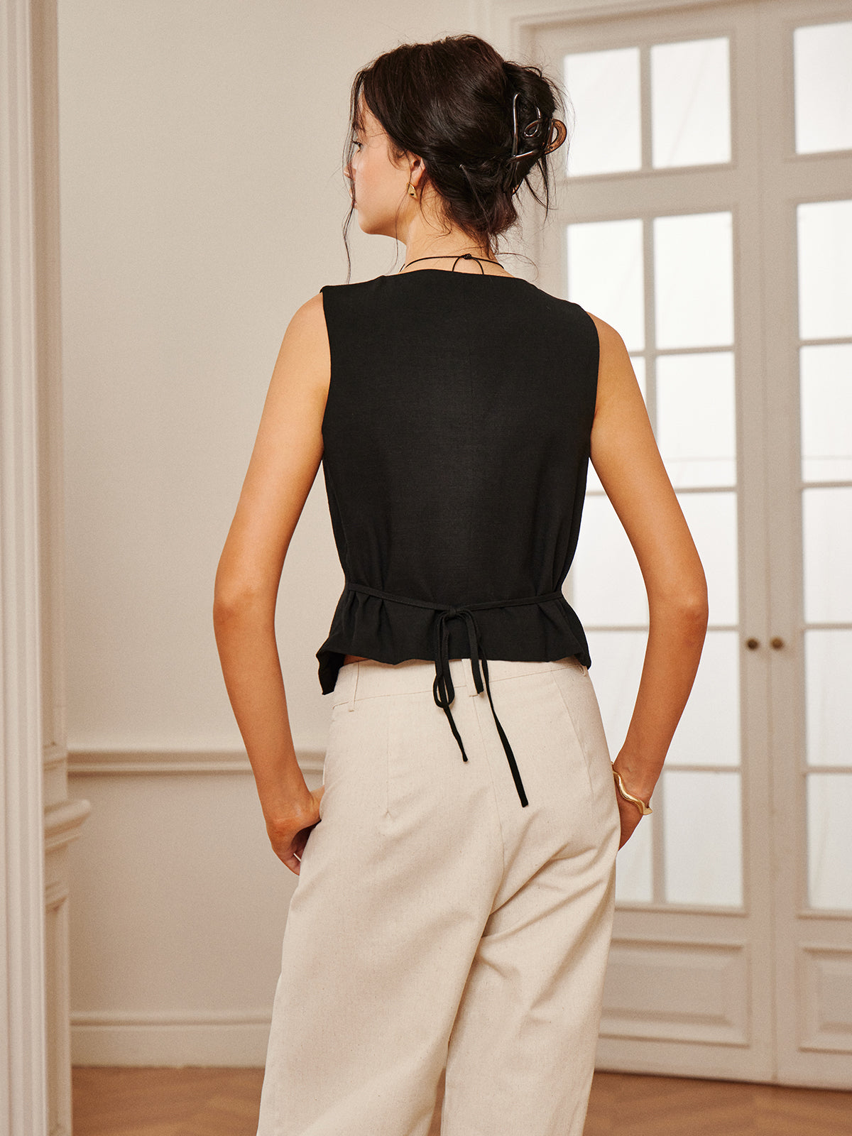Emilie | Lässiges Baumwoll- und Leinen-Top mit Kordelzug