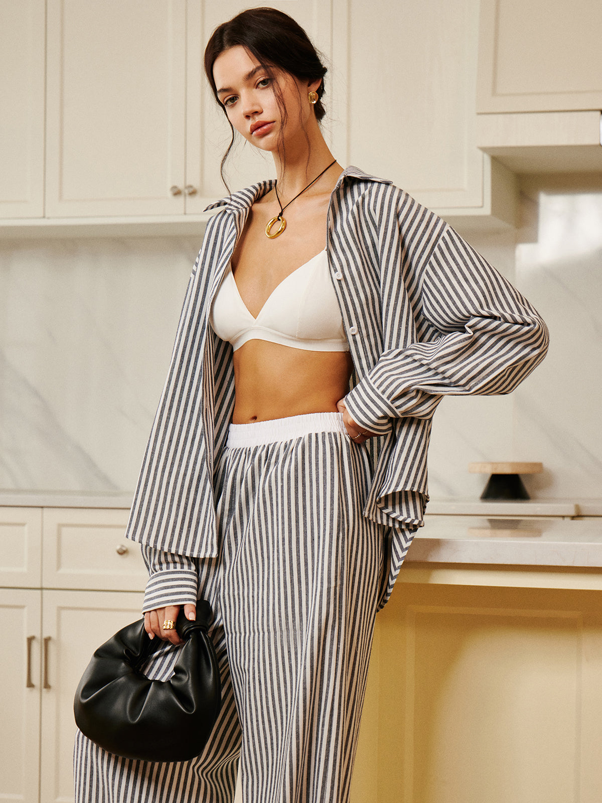 Max | Lässiges Hemd aus Baumwolle und Leinen mit Nadelstreifen