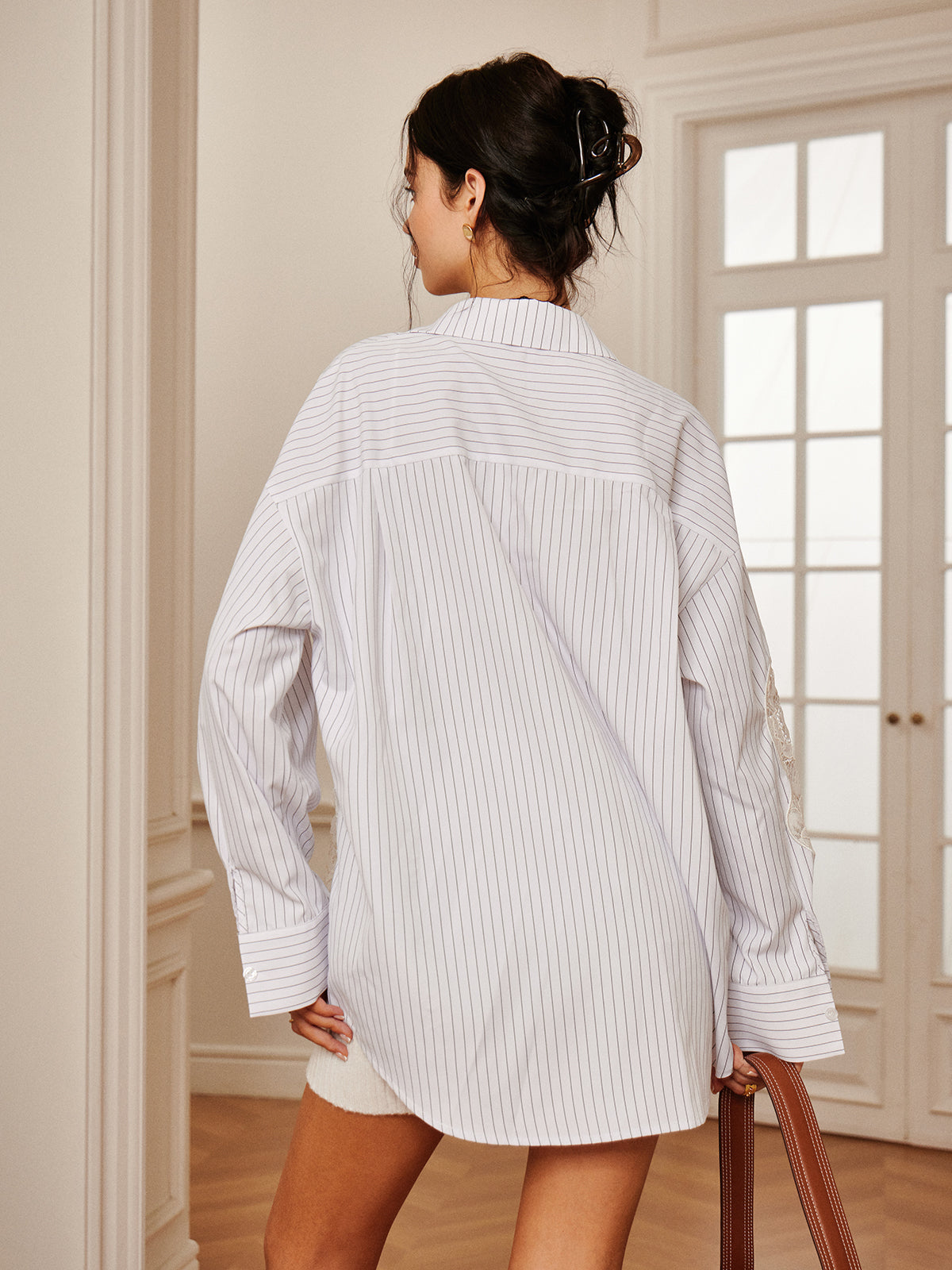 Philipp | Hemd mit Streifen und Spitzen-Patchwork