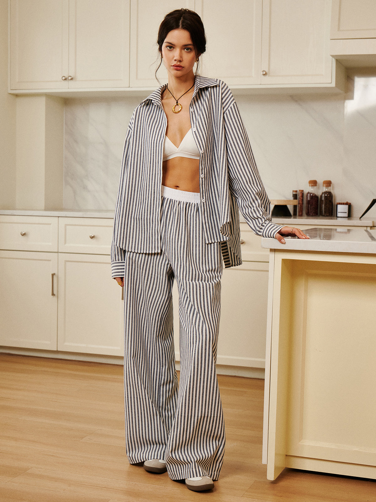 Max | Lässiges Hemd aus Baumwolle und Leinen mit Nadelstreifen