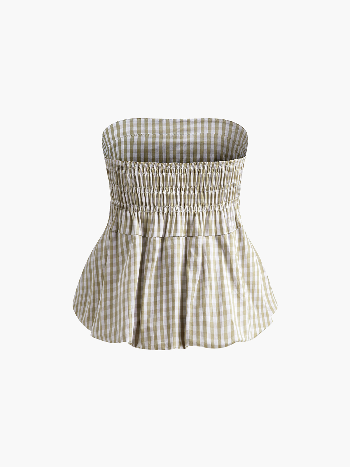 Clara | Puff Shirred Plaid Oberteil