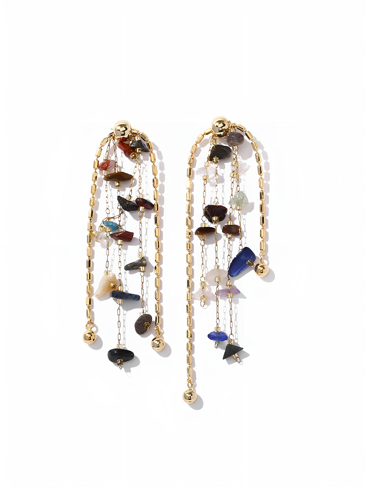 Clara | Farbenfrohe Quastenohrringe aus Naturstein