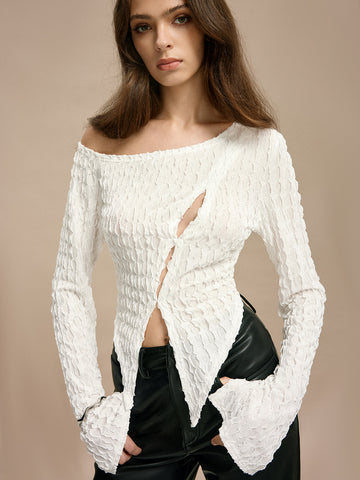 Leonie | Plissierte Bluse mit Cutout-Design