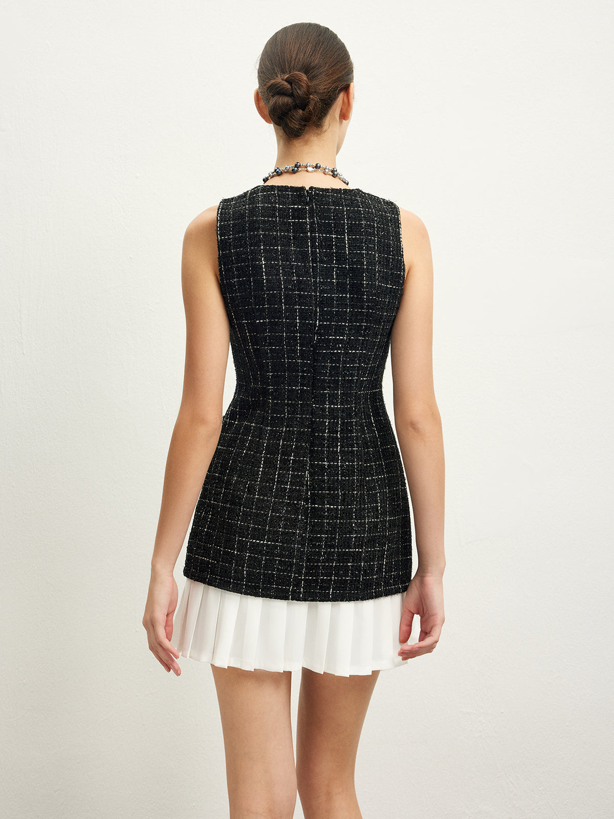 Carla | Elegantes Karo-Tweed-Panel-Kleid