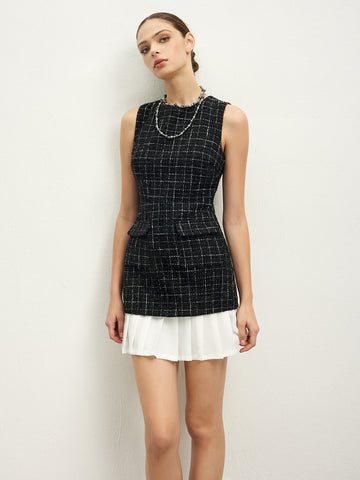 Carla | Elegantes Karo-Tweed-Panel-Kleid