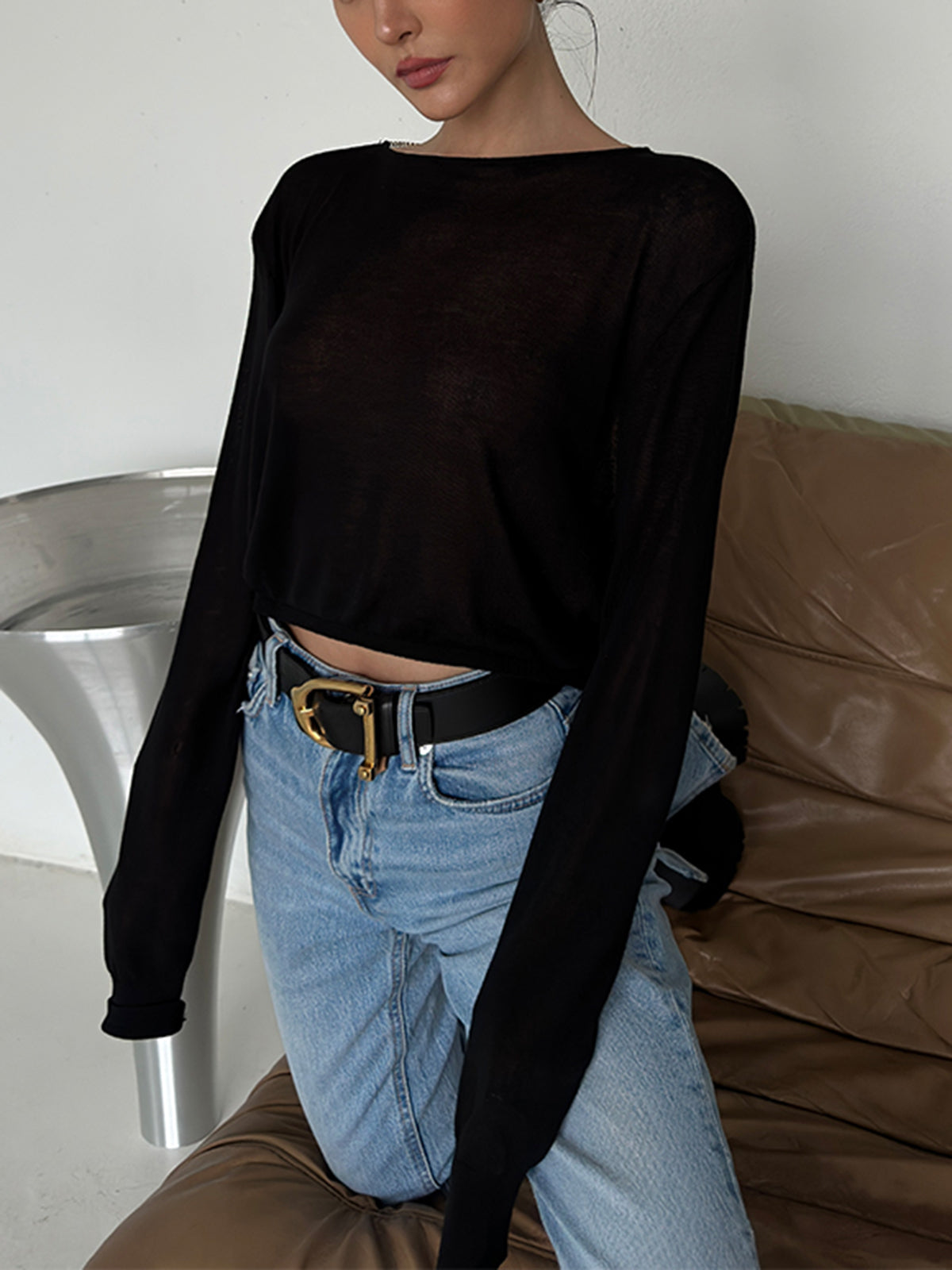 Clara | Rückenfreies Sexy Strick-T-Shirt