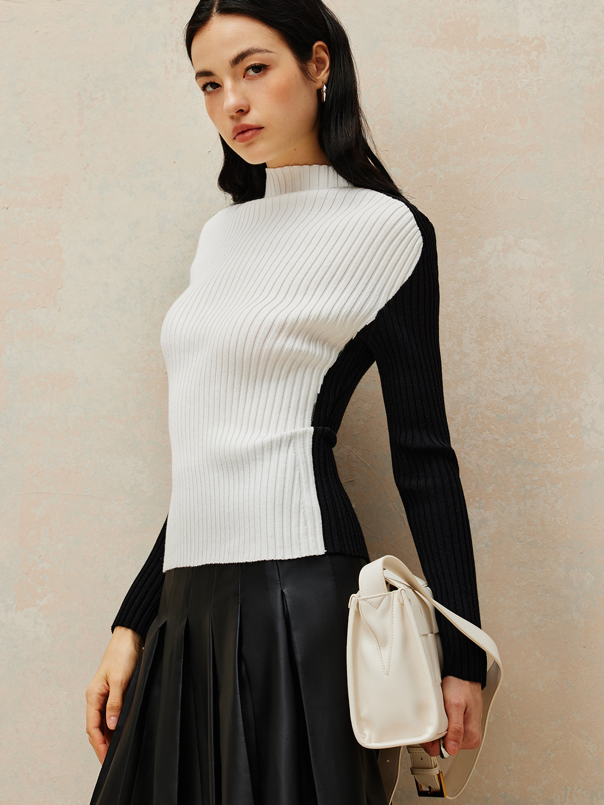 Anna | Stricktop mit Color-Block-Design