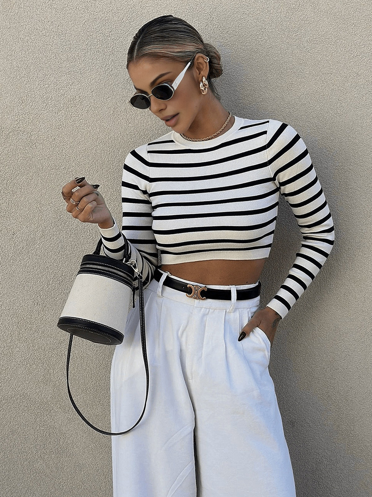 Lena | Figurbetontes Crop Top mit Streifen