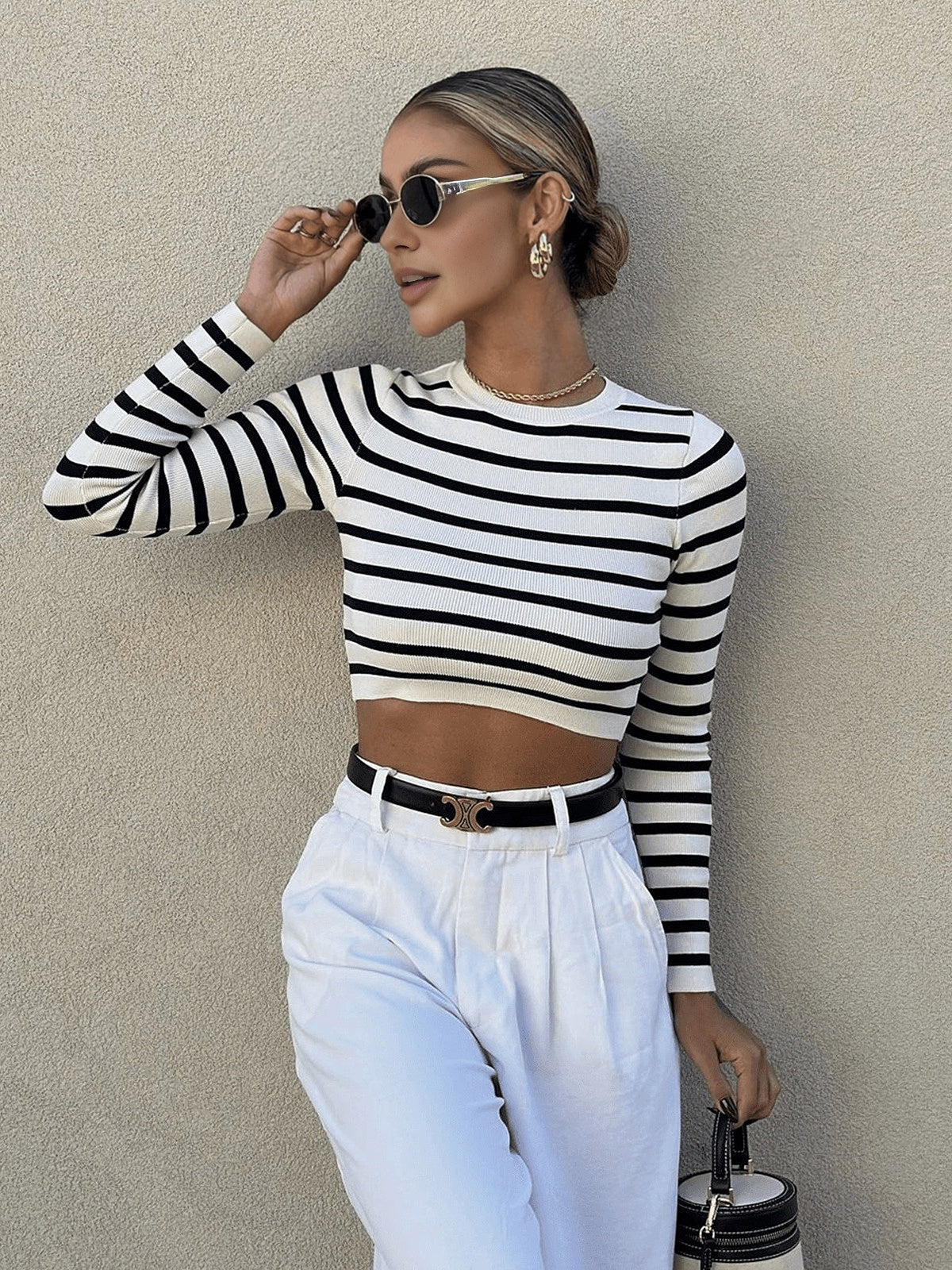Lena | Figurbetontes Crop Top mit Streifen