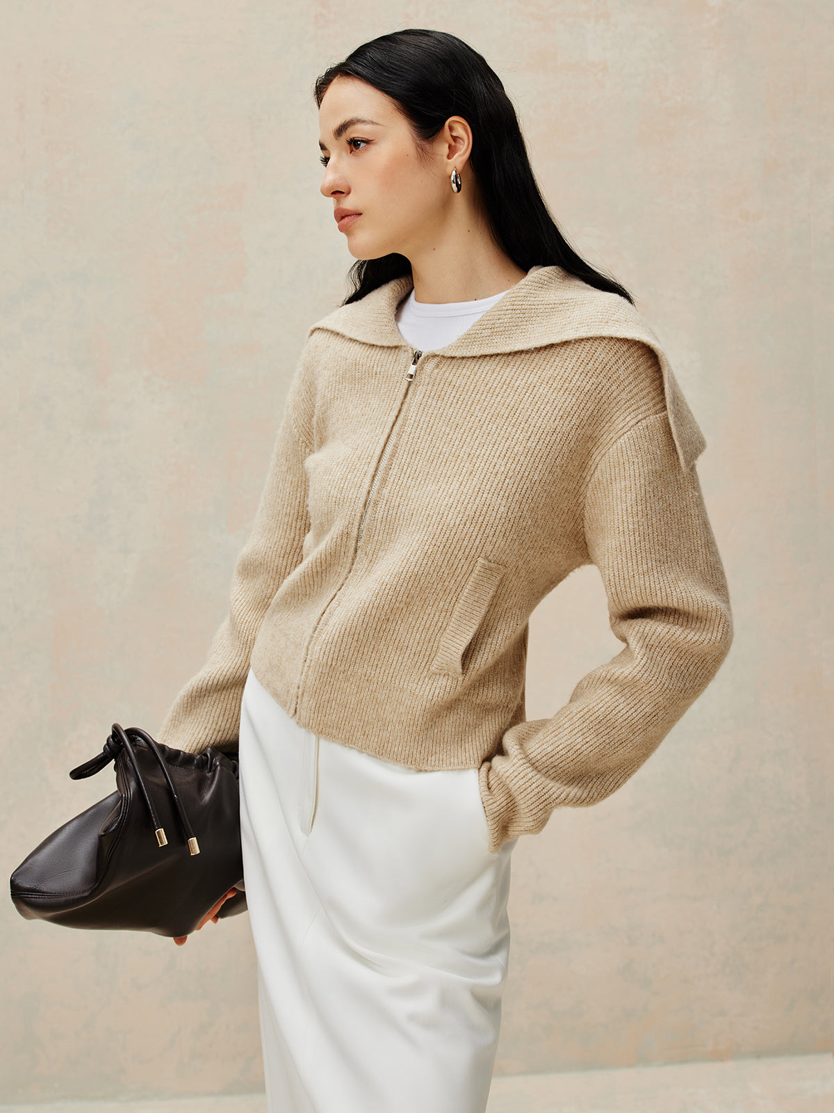 Leni | Zipper Pluffy Strickjacke