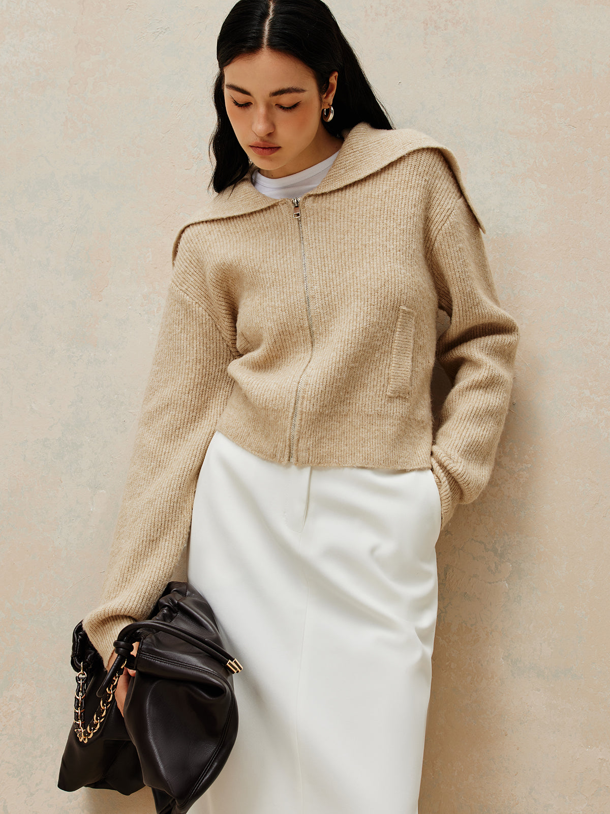 Leni | Zipper Pluffy Strickjacke