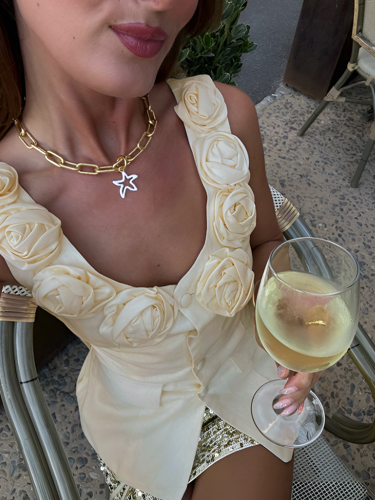 Rosalie | Rosette Button Tank Top