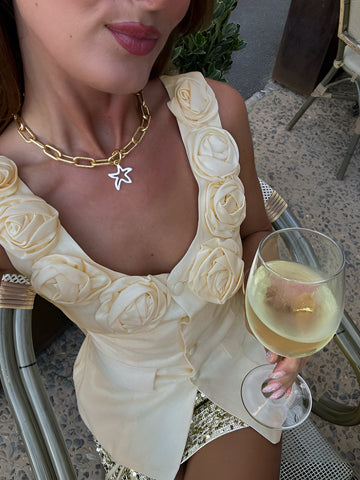 Rosalie | Rosette Button Tank Top