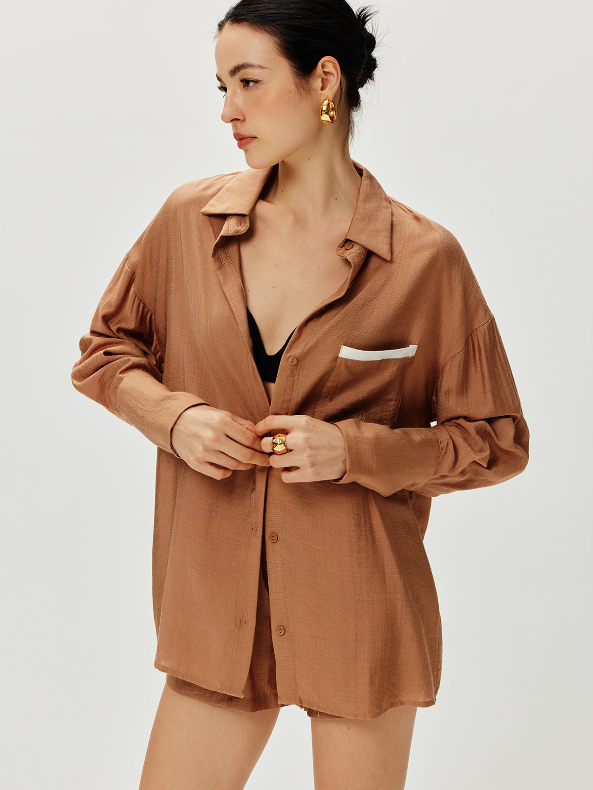 Emil | Lässiges Kontrast-Bindungs-Shorts-Set