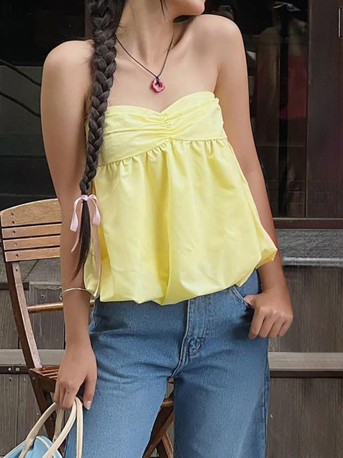 Clara | Lässige Baumwollmischung Bluse mit Rüschen