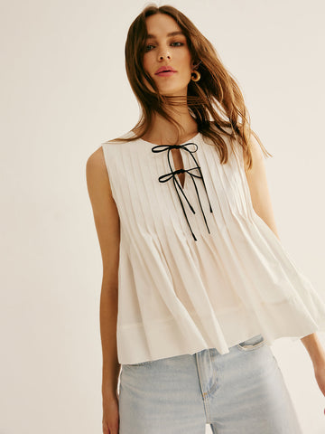 Mia | Baumwollbluse mit Rüschen und Krawattenfront