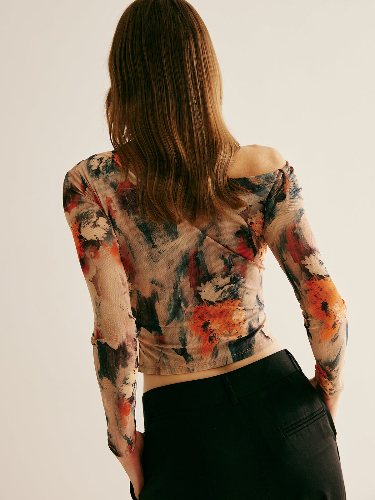 Stilvolle Crop Bluse | Retro Asymmetrische Kragen Bluse