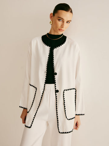 Emilia | Bestickter Hosenanzug mit weiter Beinform