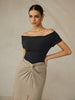 Anja | Off-Shoulder Plissee-Bluse
