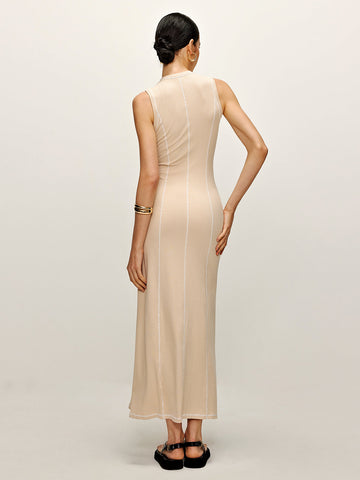 Lara | Kontrast-Piping Strickkleid