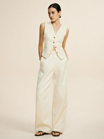 Clara | Eleganter Tweed Hosenanzug ohne Ärmel