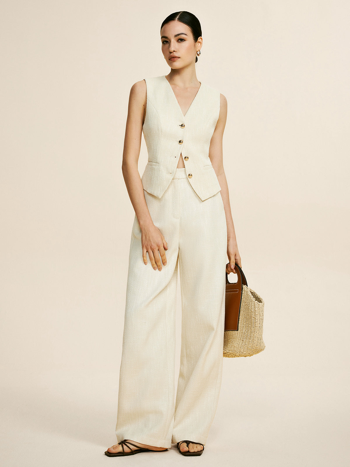 Clara | Eleganter Tweed Hosenanzug ohne Ärmel